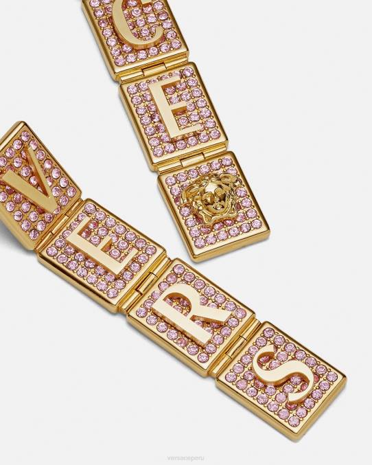 Versace accesorios mujer pendientes de azulejos de cristal 6BPV735 oro rosado