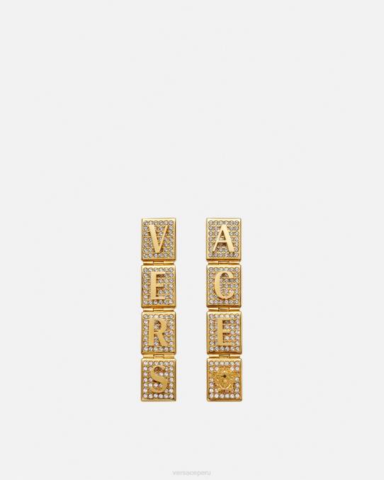 Versace accesorios mujer pendientes de azulejos de cristal 6BPV809 oro