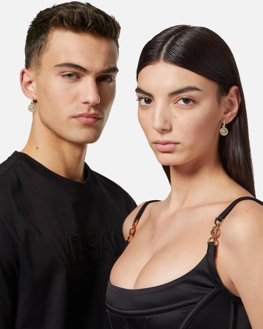 Versace accesorios mujer pendientes de medusa greca de cristal 6BPV742 oro