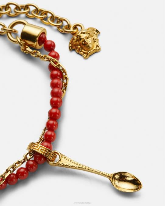 Versace accesorios mujer pulsera con cuentas y cubiertos de medusa 6BPV820 oro rojo
