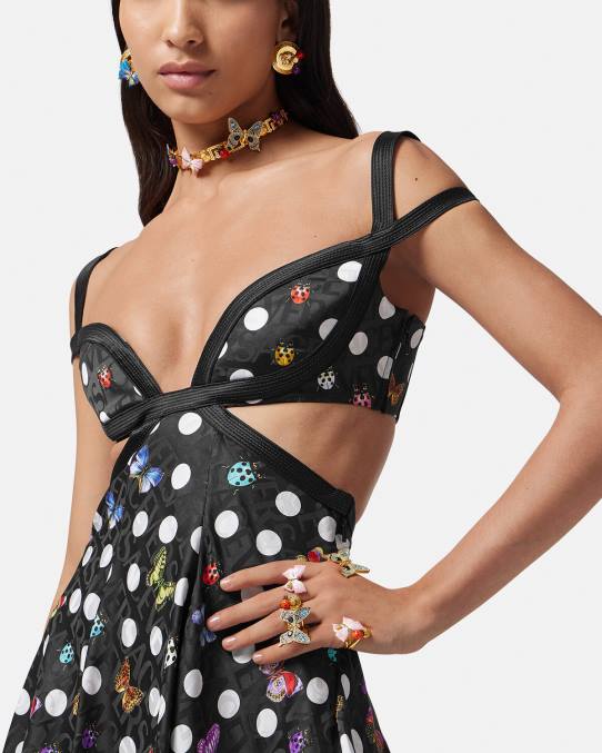 Versace accesorios mujer pulsera con forma de palma y mariposas de cristal 6BPV715 oro