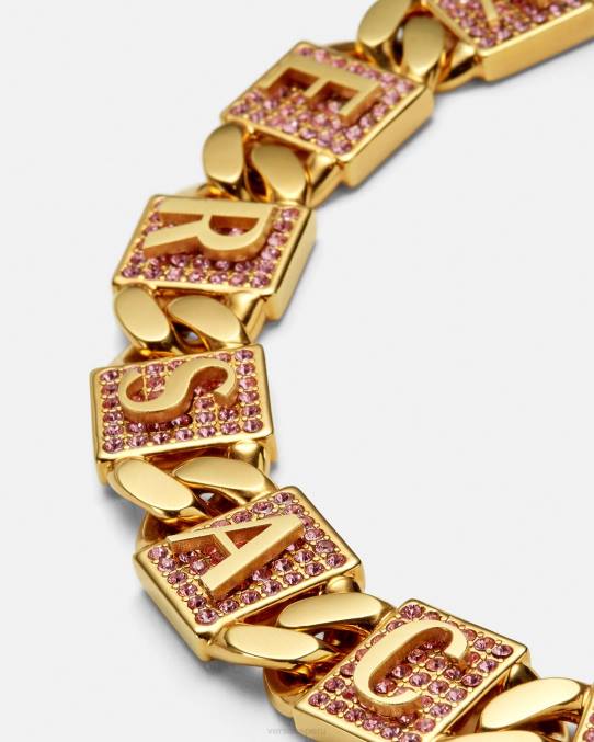 Versace accesorios mujer pulsera de azulejos de cristal 6BPV738 oro rosado
