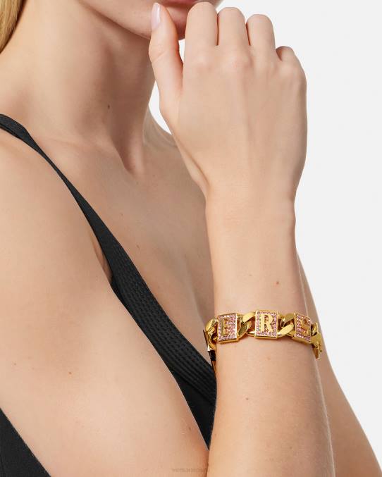 Versace accesorios mujer pulsera de azulejos de cristal 6BPV738 oro rosado