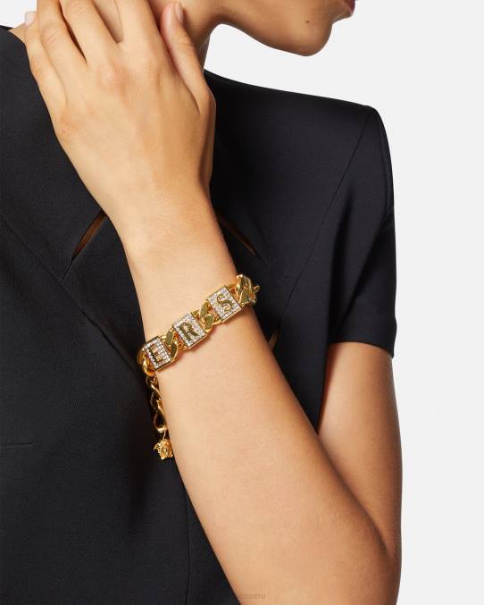 Versace accesorios mujer pulsera de azulejos de cristal 6BPV811 oro