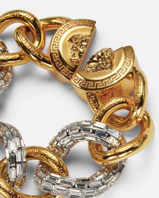 Versace accesorios mujer pulsera de cadena de cristal 6BPV740 oro