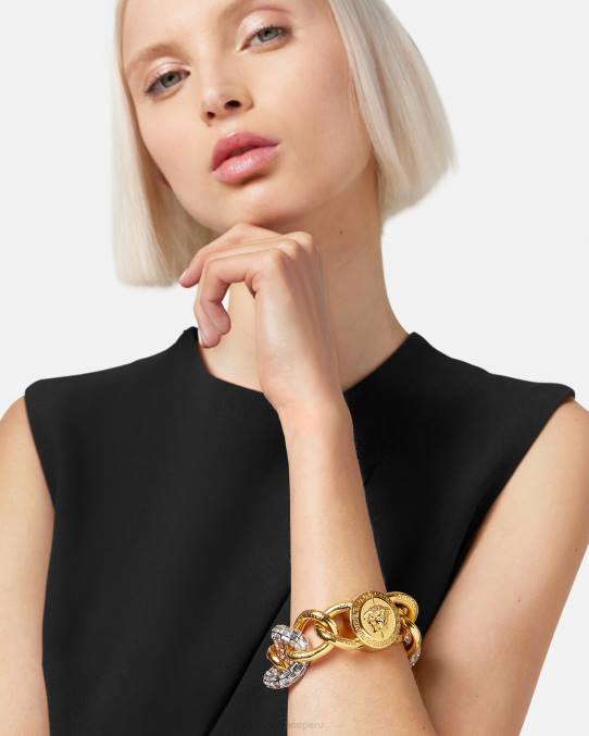Versace accesorios mujer pulsera de cadena de cristal 6BPV740 oro