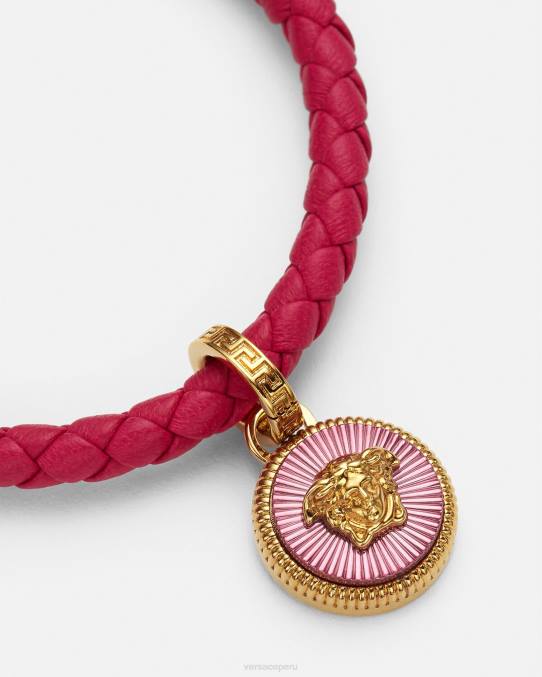 Versace accesorios mujer pulsera de cuero con medusa biggie 6BPV729 fucsia