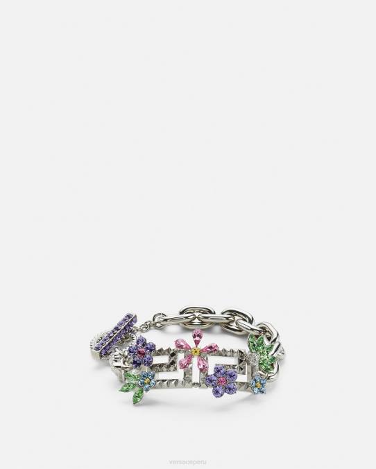 Versace accesorios mujer pulsera de flores de cristal 6BPV851 plata