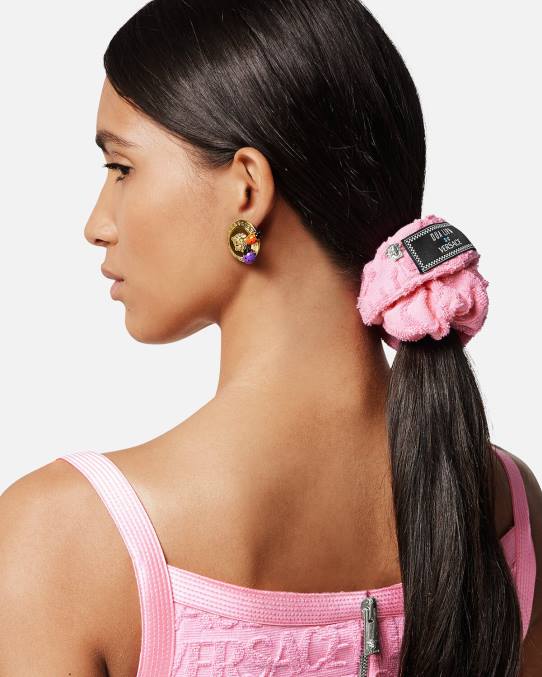 Versace accesorios mujer coletero de toalla por toda la prenda 6BPV866 rosa