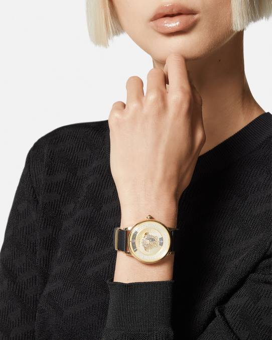 Versace accesorios mujer reloj con icono de medusa y diamantes 6BPV963 oro negro