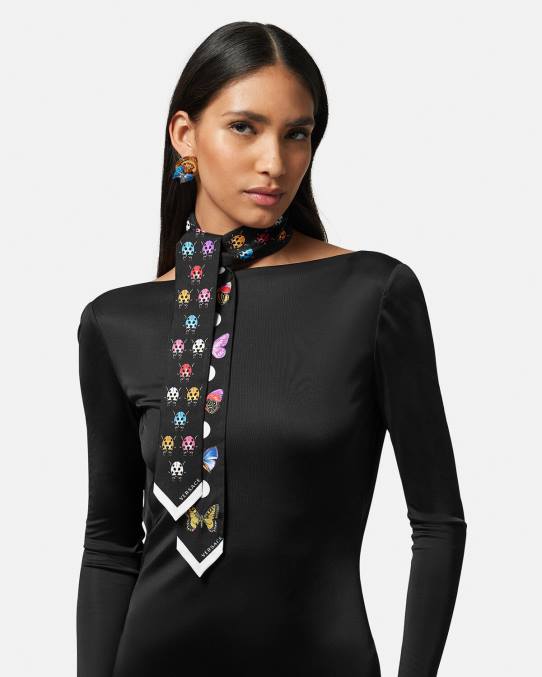 Versace accesorios mujer Corbata tipo pañuelo de seda con mariposas. 6BPV863 imprimir