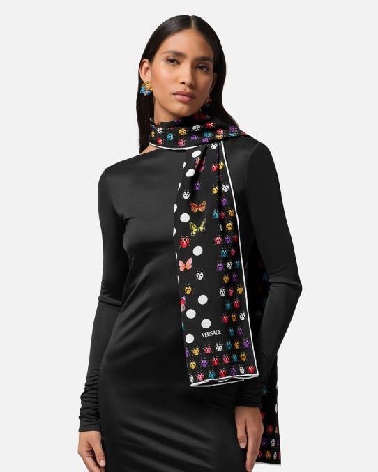 Versace accesorios mujer chal de seda mariposas 6BPV864 imprimir