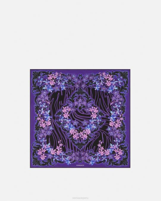 Versace accesorios mujer fular de seda barroco orquídea 6BPV921 violeta y estampado