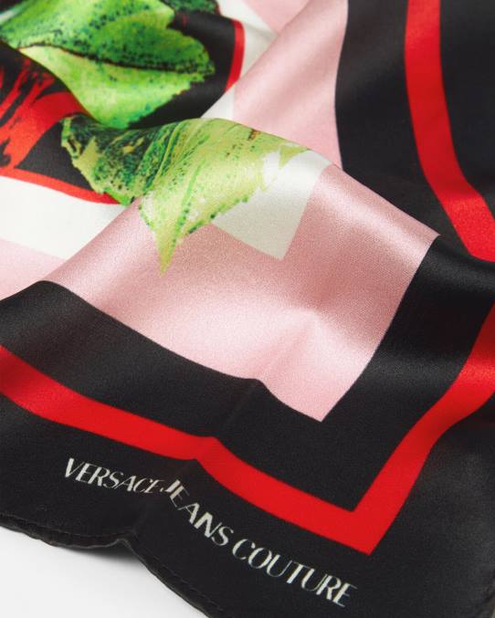Versace accesorios mujer fular de seda con logo y rosas 6BPV2357 multicolor