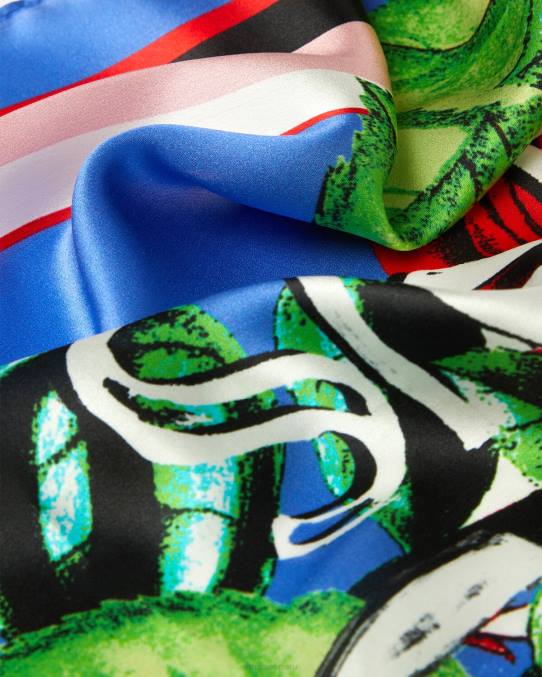 Versace accesorios mujer fular de seda con logo y rosas 6BPV2358 multicolor