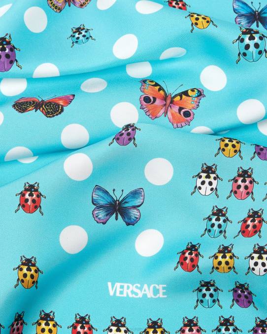 Versace accesorios mujer fular de seda grande mariposas 6BPV891 azul