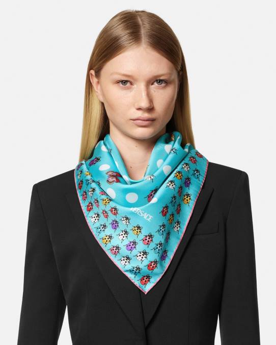 Versace accesorios mujer fular de seda grande mariposas 6BPV891 azul