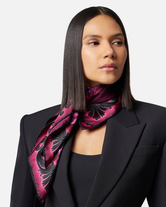Versace accesorios mujer fular grande de seda barroco orquídea 6BPV918 fucsia y estampado