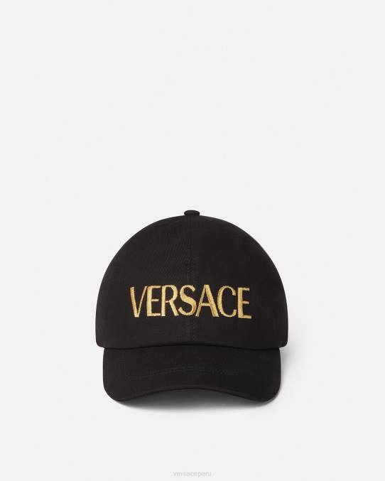 Versace accesorios mujer gorra con logo bordado 6BPV878 negro