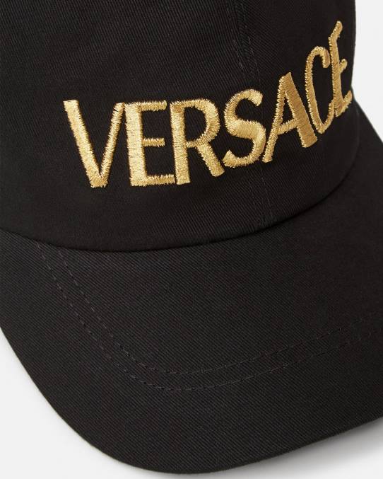 Versace accesorios mujer gorra con logo bordado 6BPV878 negro