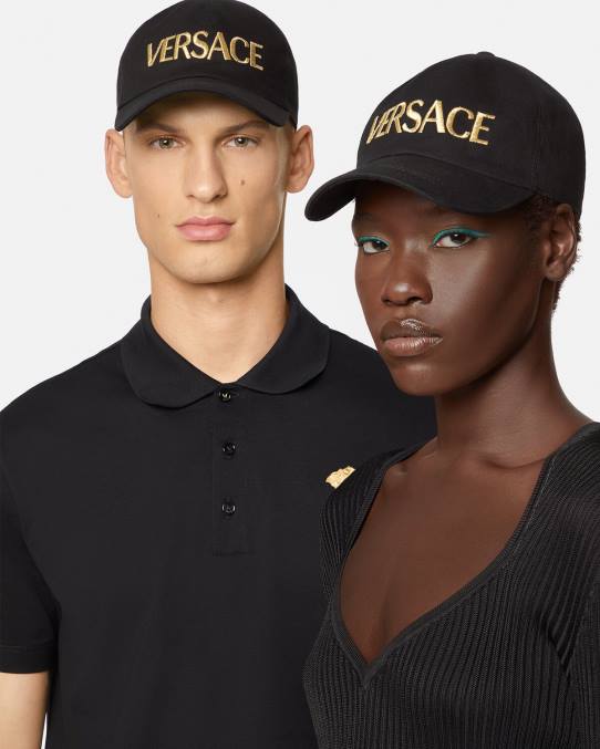Versace accesorios mujer gorra con logo bordado 6BPV878 negro