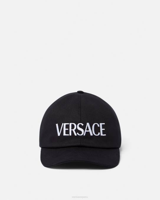 Versace accesorios mujer gorra con logo bordado 6BPV879 negro