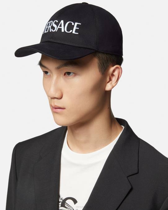 Versace accesorios mujer gorra con logo bordado 6BPV879 negro