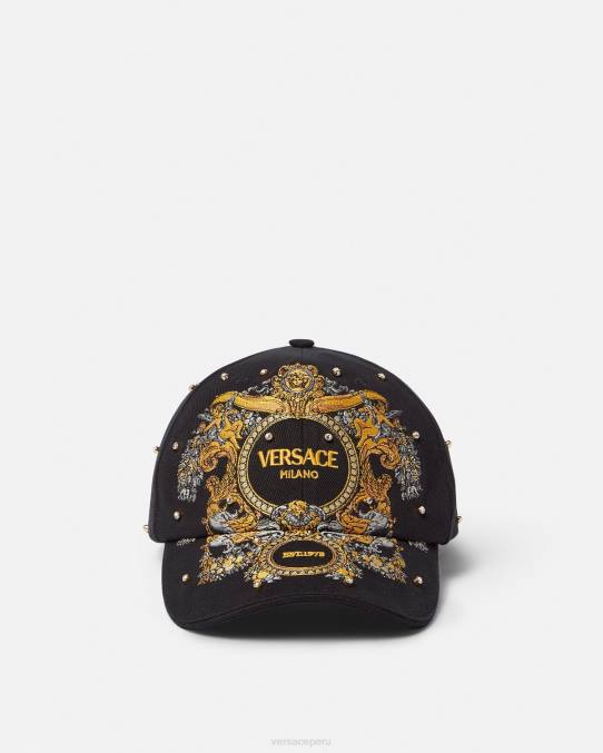 Versace accesorios mujer gorra de béisbol con rejilla de cristal barroco 6BPV908 negro