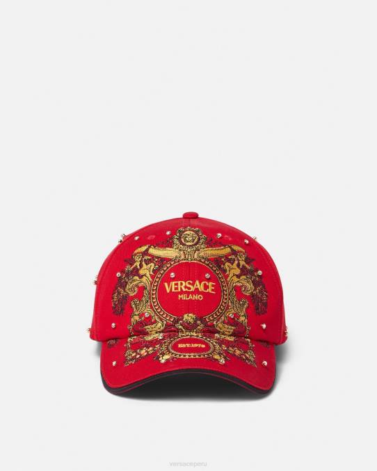Versace accesorios mujer gorra de béisbol con rejilla de cristal barroco 6BPV909 rojo