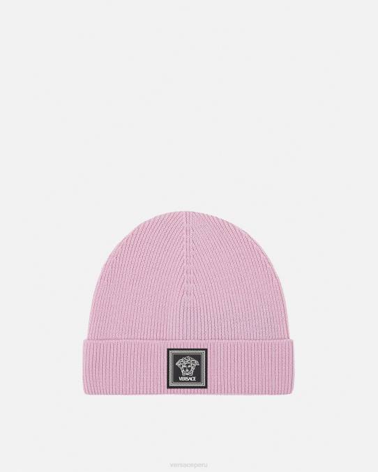 Versace accesorios mujer gorro de lana con medusa 6BPV880 Rosa claro