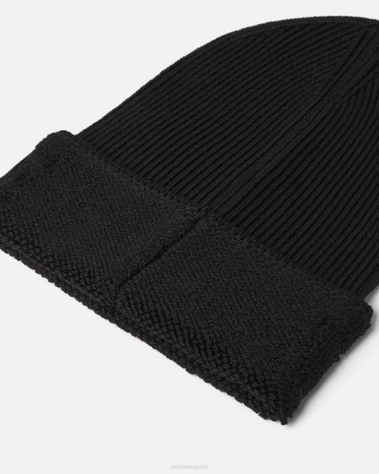 Versace accesorios mujer gorro de punto con logo 6BPV906 negro