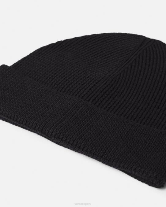 Versace accesorios mujer gorro de punto con logo de Medusa 6BPV907 negro