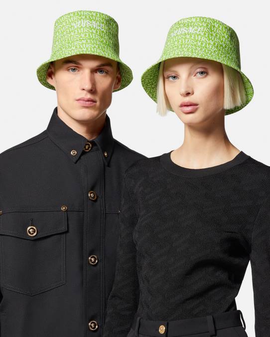 Versace accesorios mujer sombrero de pescador integral 6BPV905 verde y estampado