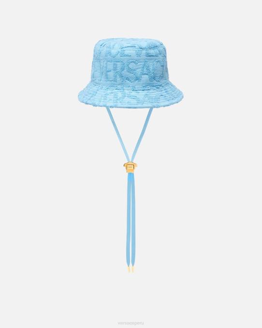 Versace accesorios mujer sombrero tipo pescador de toalla 6BPV858 azul claro