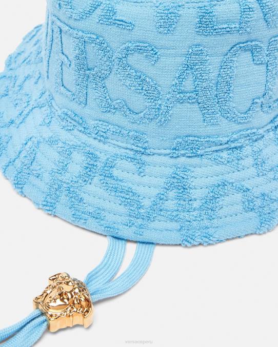 Versace accesorios mujer sombrero tipo pescador de toalla 6BPV858 azul claro