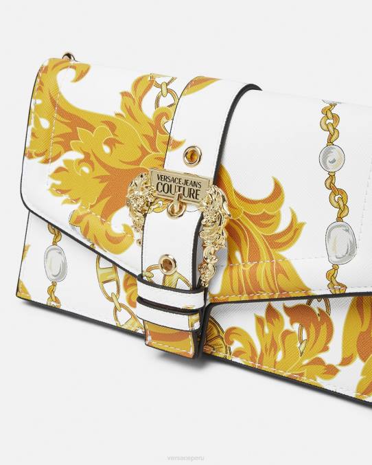 Versace bolsas mujer bolso de hombro couture1 de cadena de alta costura 6BPV2359 oro y blanco