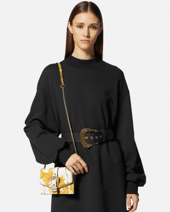 Versace bolsas mujer bolso de hombro couture1 de cadena de alta costura 6BPV2359 oro y blanco