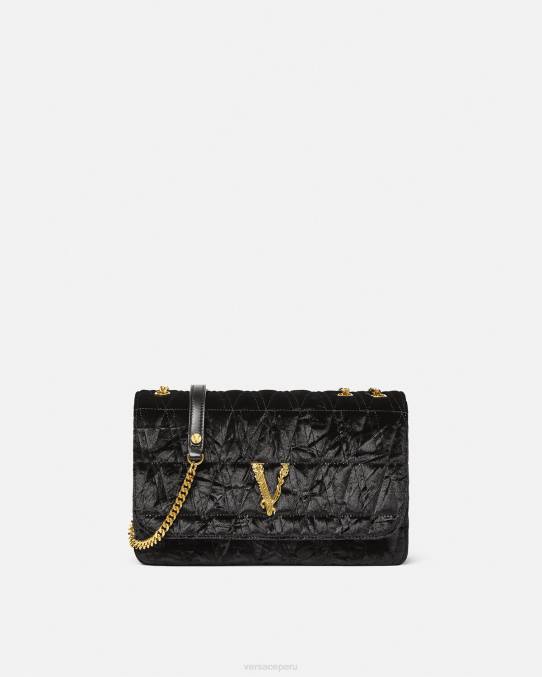 Versace bolsas mujer bolso de hombro virtus de terciopelo 6BPV373 negro