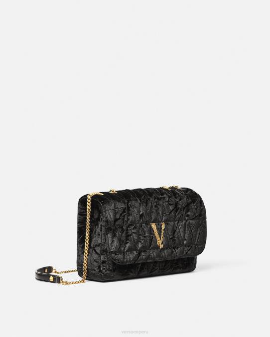Versace bolsas mujer bolso de hombro virtus de terciopelo 6BPV373 negro