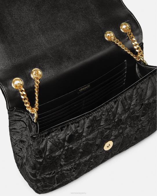 Versace bolsas mujer bolso de hombro virtus de terciopelo 6BPV373 negro