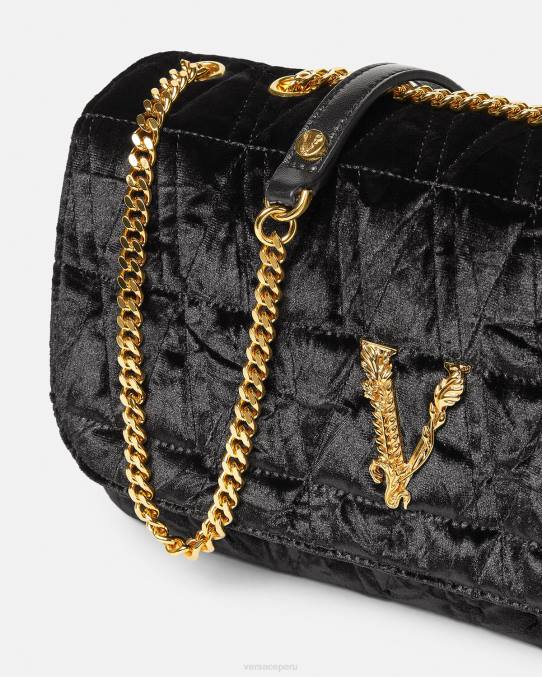 Versace bolsas mujer bolso de hombro virtus de terciopelo 6BPV373 negro