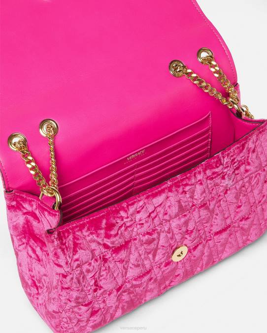 Versace bolsas mujer bolso de hombro virtus de terciopelo 6BPV376 rosa