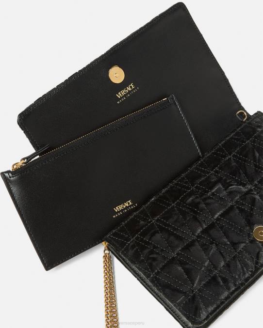 Versace bolsas mujer bolso de mano virtus de terciopelo 6BPV378 negro