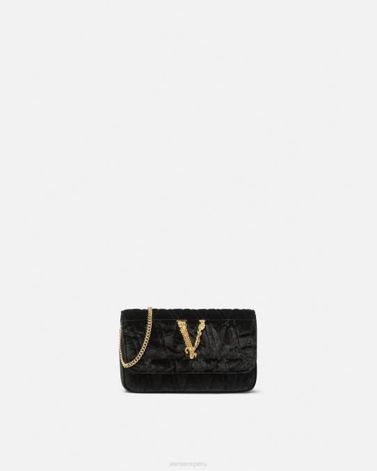 Versace bolsas mujer bolso mini virtus de terciopelo 6BPV377 negro