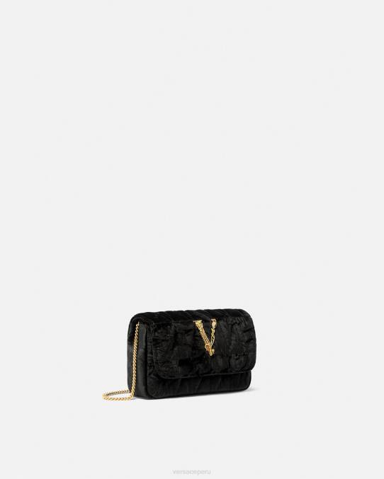 Versace bolsas mujer bolso mini virtus de terciopelo 6BPV377 negro