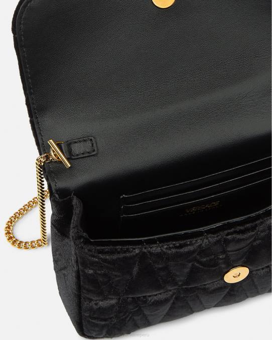 Versace bolsas mujer bolso mini virtus de terciopelo 6BPV377 negro
