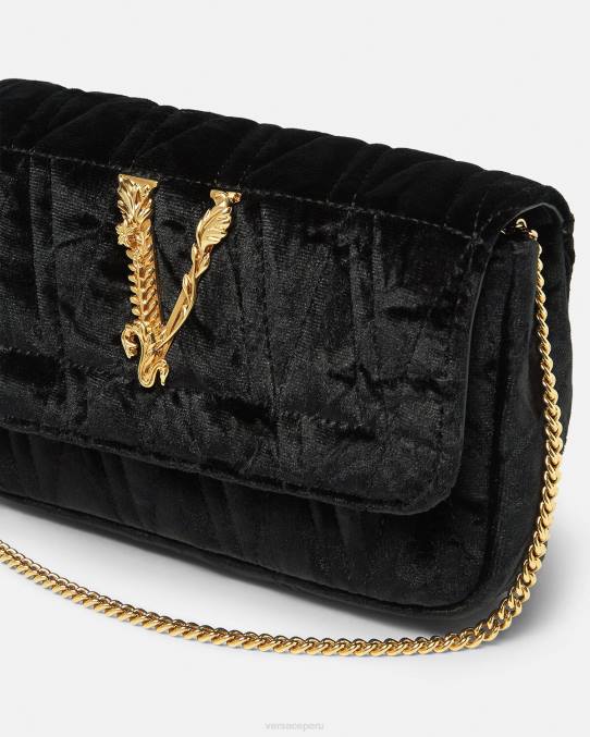 Versace bolsas mujer bolso mini virtus de terciopelo 6BPV377 negro