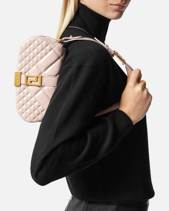 Versace bolsas mujer bolso de hombro mini con greca diosa 6BPV243 Rosa claro