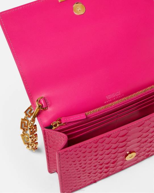 Versace bolsas mujer bolso mini con greca diosa de pitón 6BPV258 rosa