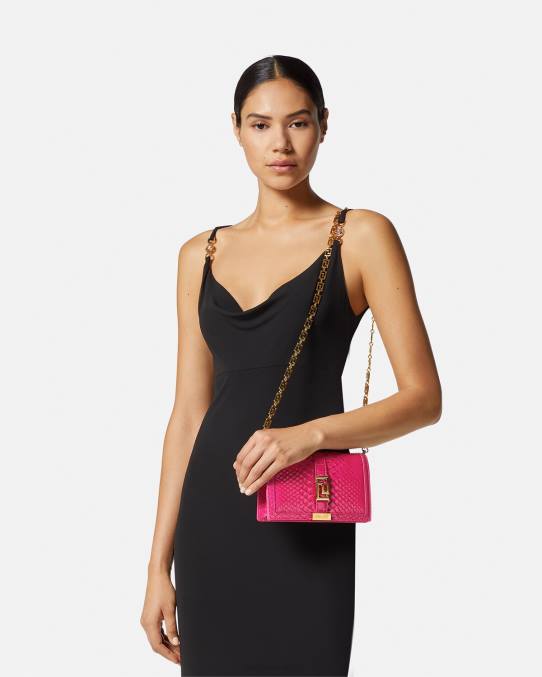 Versace bolsas mujer bolso mini con greca diosa de pitón 6BPV258 rosa